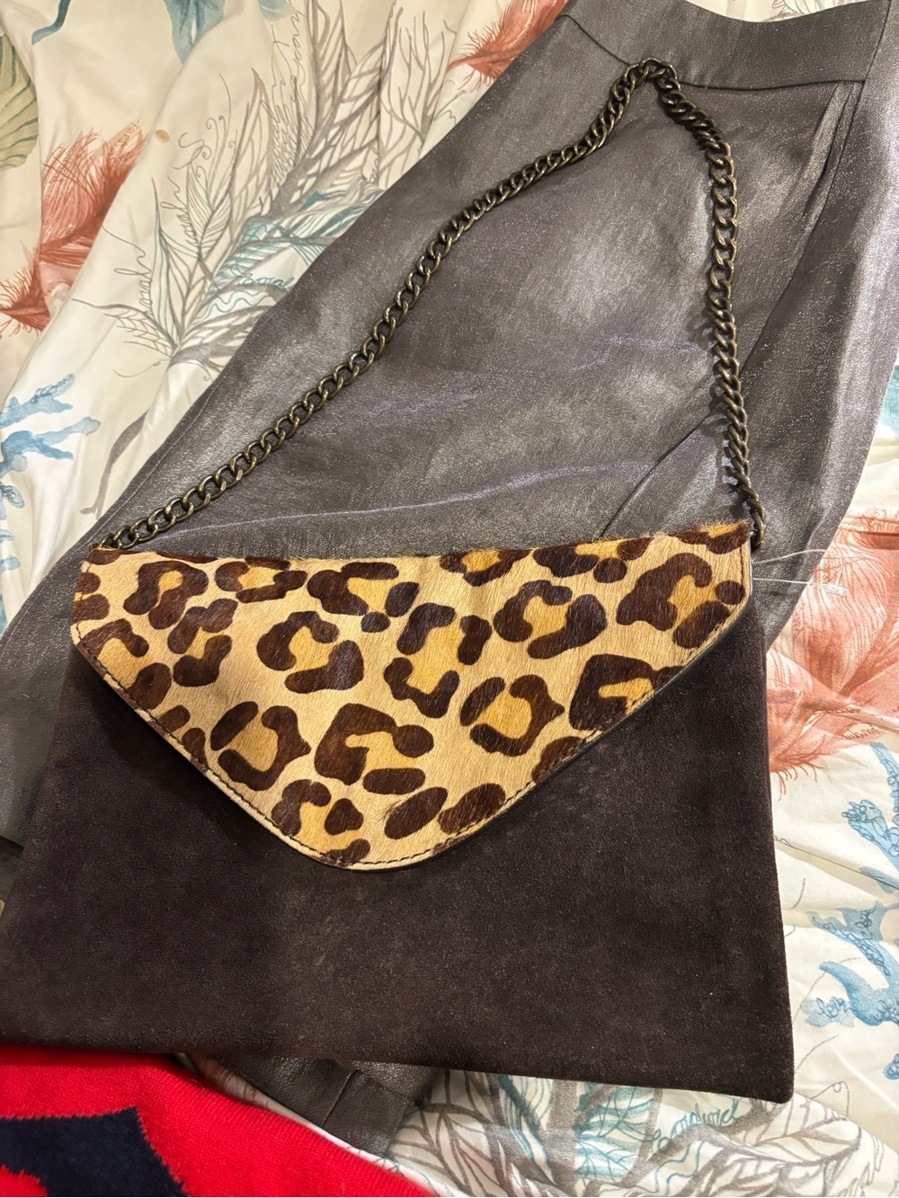 Leopard Print Suede Envelope Club J Crew